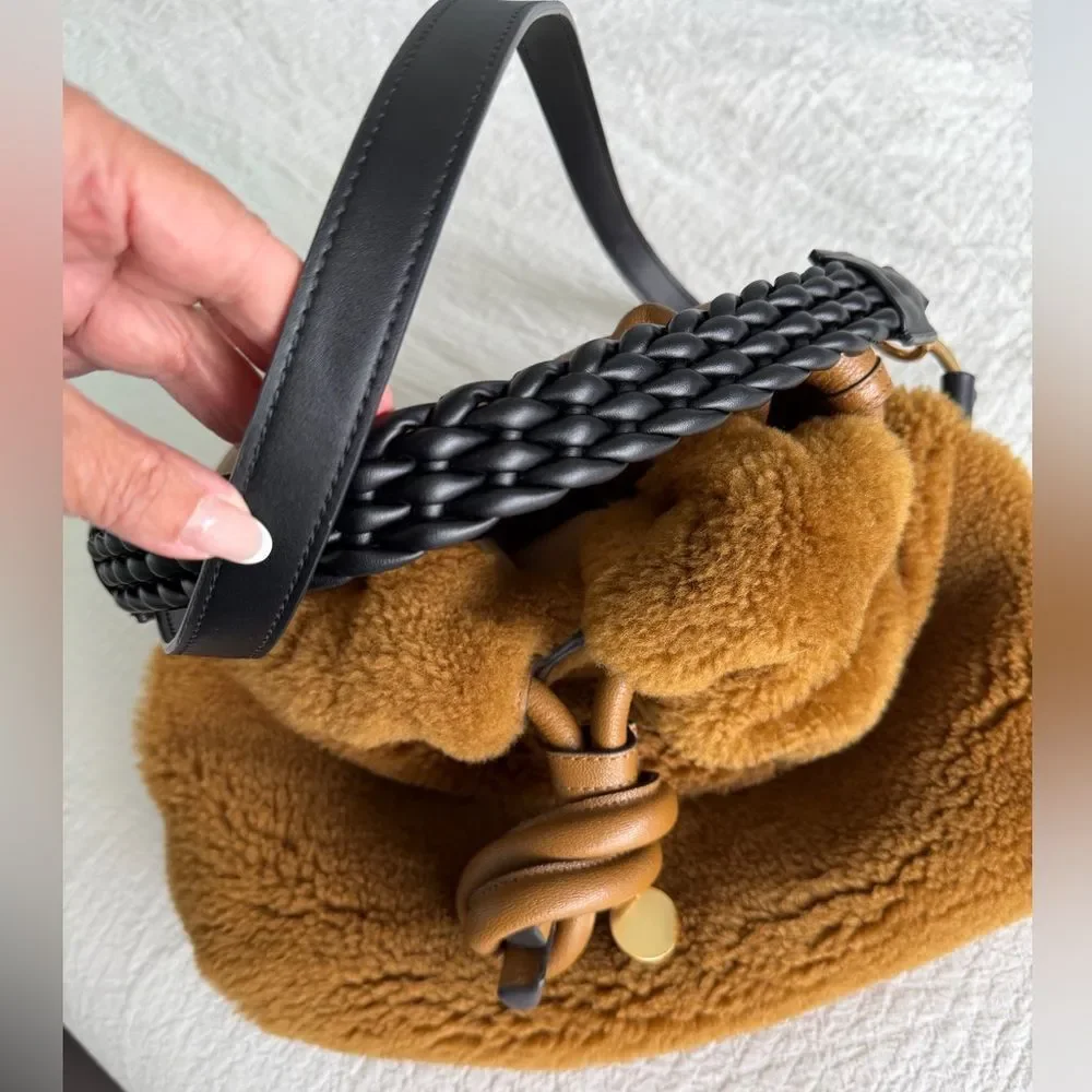 See By Chloe Brown Leather and Shearling handbag with Gold Detail